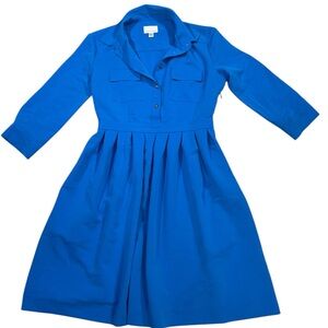Donna Morgan Royal Blue Pleated Shirtwaist Midi Dress